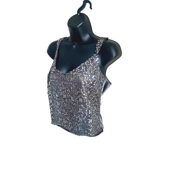 Tahari Arthur S Levine Sequin Tank Top 8 Sparkle Bachelorette Wedding Party Glam - Picture 2 of 6